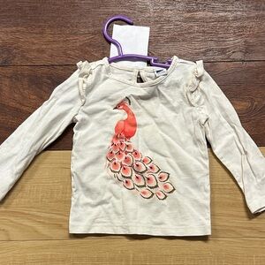 Peacock Design Kids Shirt - Cream